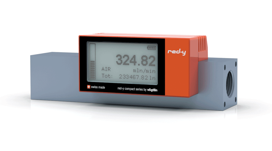 Battery Powered Digital Mass Flow Meters for Gases red-y compact series G1/2" Alu version