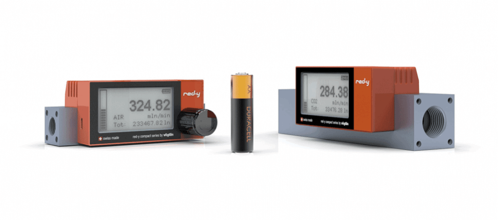 Battery Powered Digital Mass Flow Meters for Gases red-y compact series